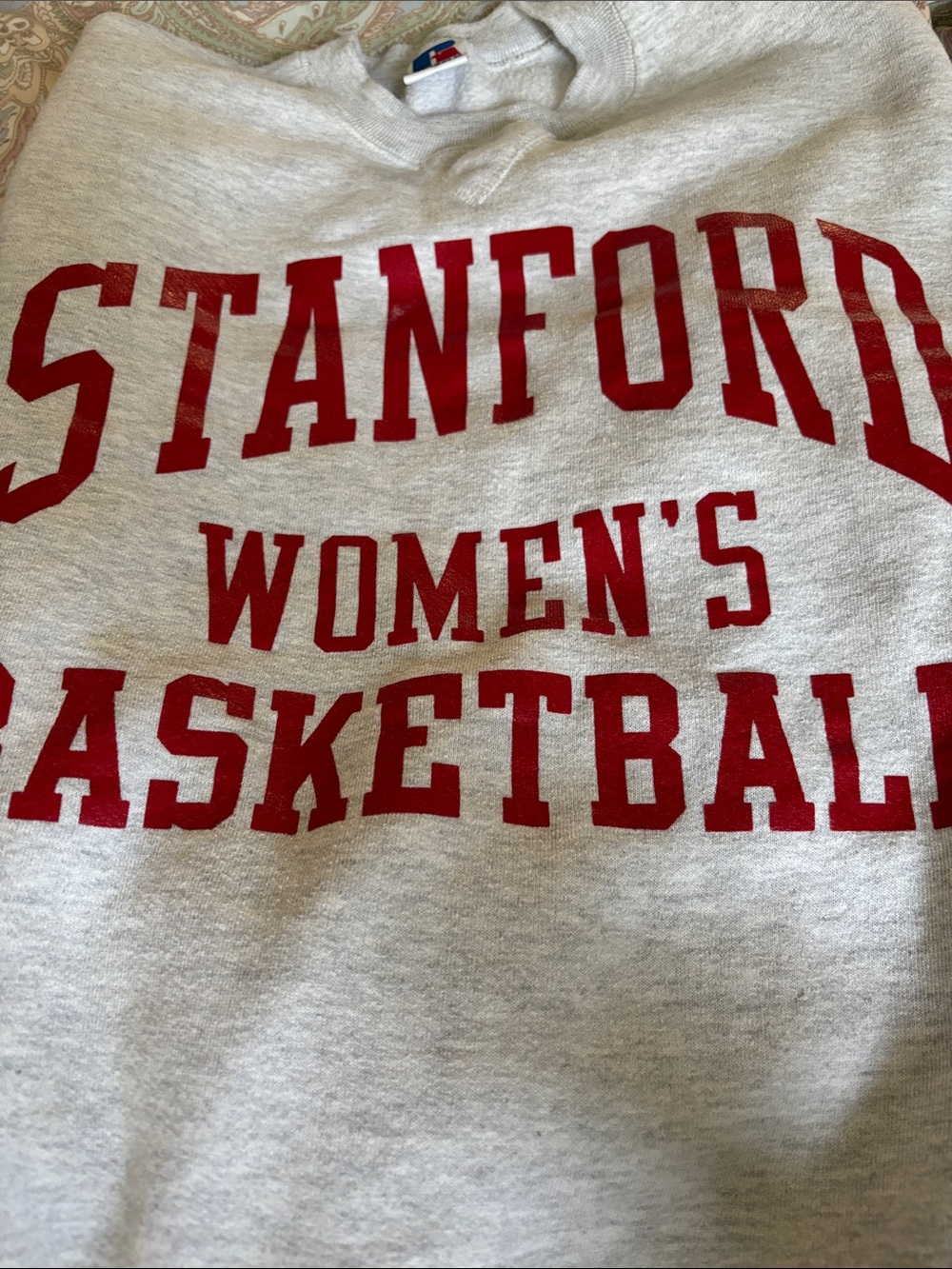 Stanford Women's Basketball Crewneck Sweatshirt - Red on Gray